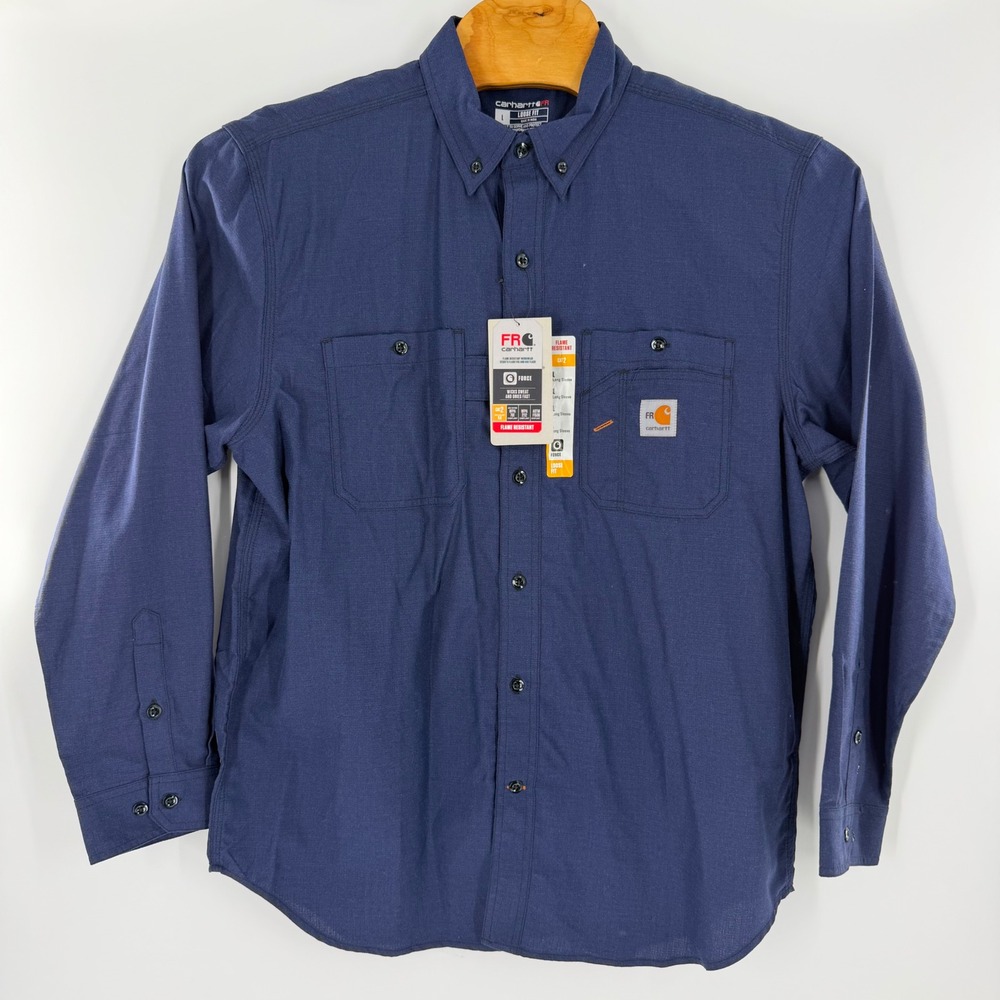 Carhartt FR Force Loose Fit Lightweight Long Sleeve Shirt Navy L TW4138-FRM